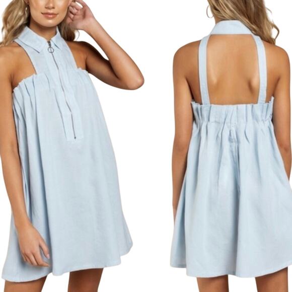 Tobi Angela Chambray Shift Dress SZ L Blue - Picture 1 of 11